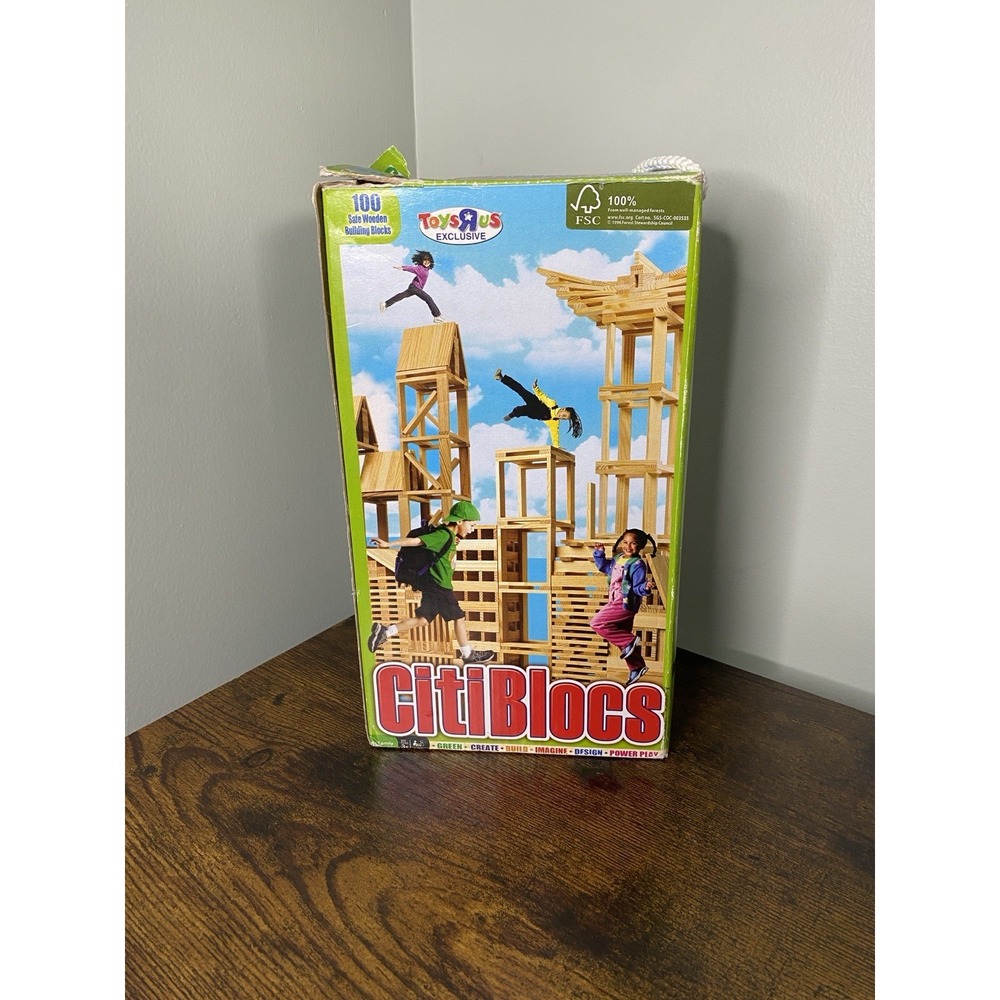 Citiblocs 89 Piece Safe Wooden Building Blocks Ages 3+ STEAM STEM Toy